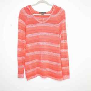 TOMMY BAHAMA Women's Size XS Linen Pullover Hoodie Sweater Striped Coral